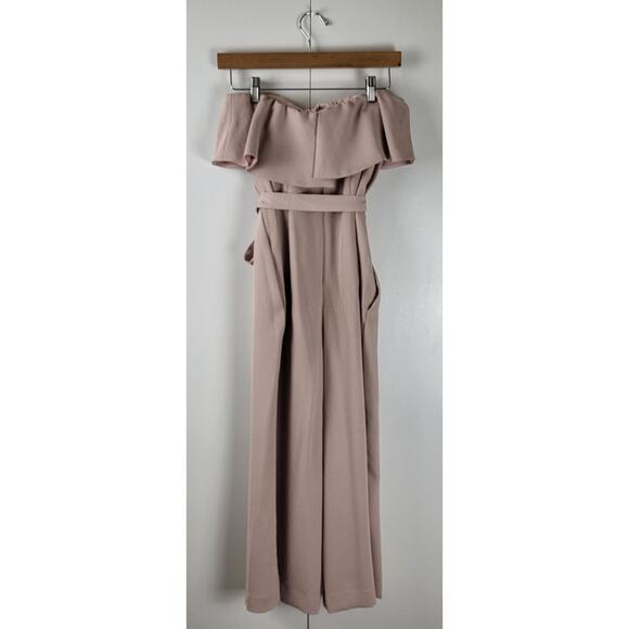 Aritzia Babaton Flutter Strapless Ruffle Cropped Wide Leg Jumpsuit in Pink | 2 - Picture 5 of 6